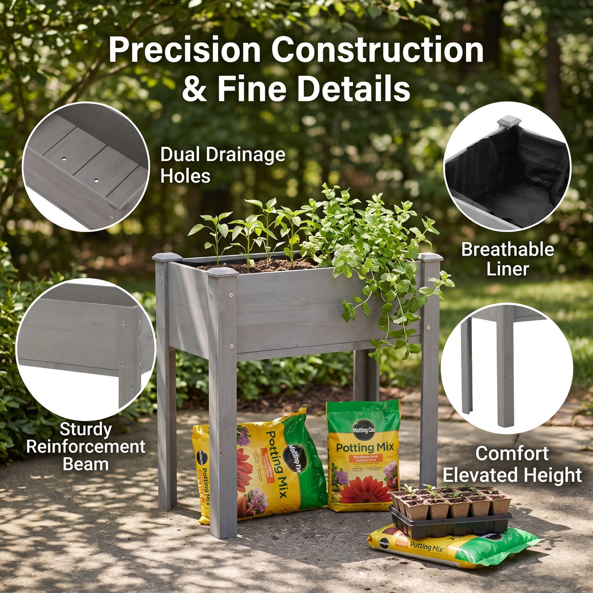 31x31x16 Inch Raised Garden Bed With Legs