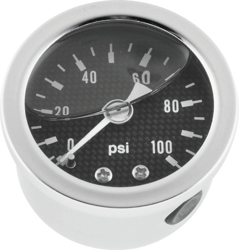 Bikers Choice 0-100 PSI Oil Pressure Gauge Carbon Face Stainless Bezel Liquid Filled Univ Custom 496456