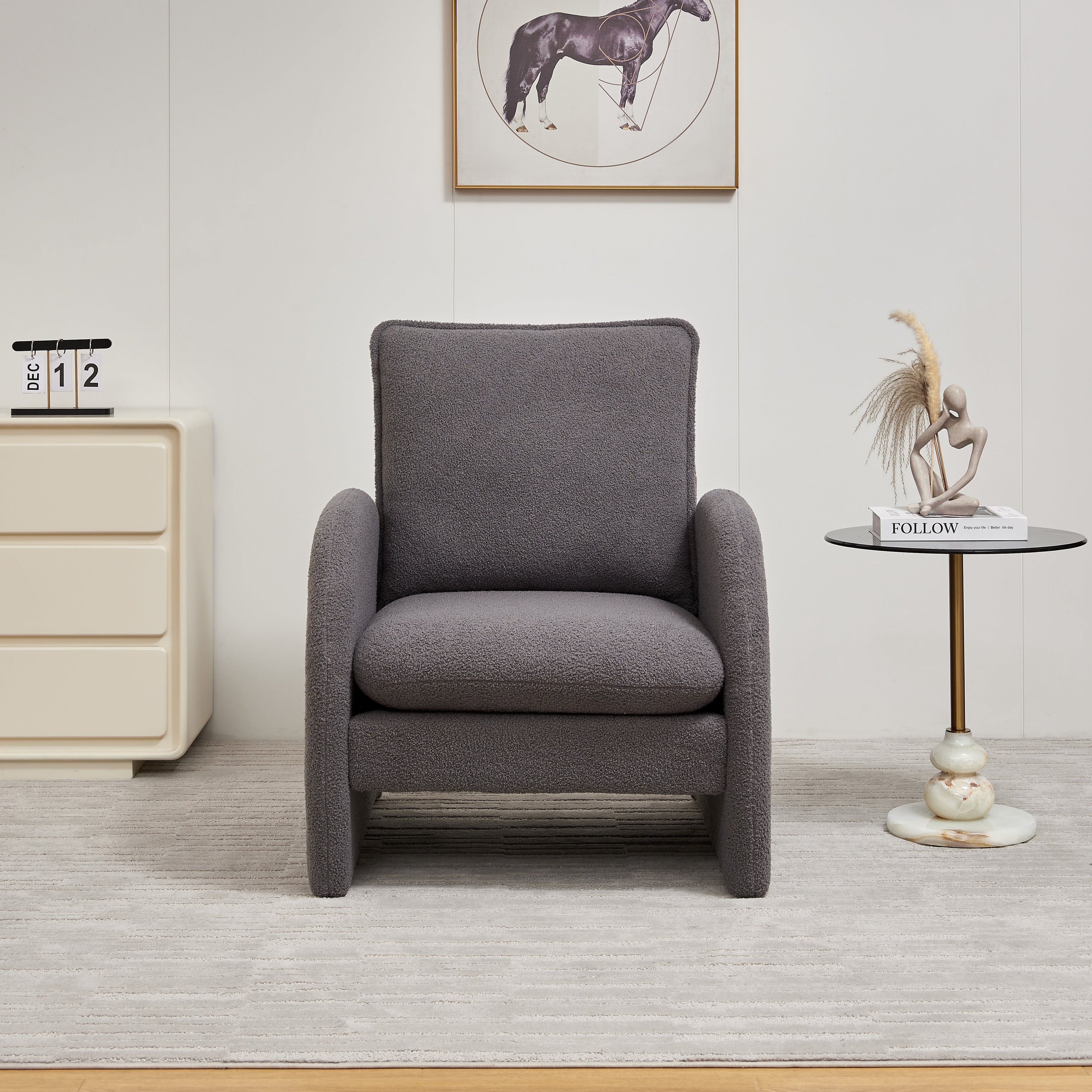 Modern Sherpa Upholstered Accent Chair