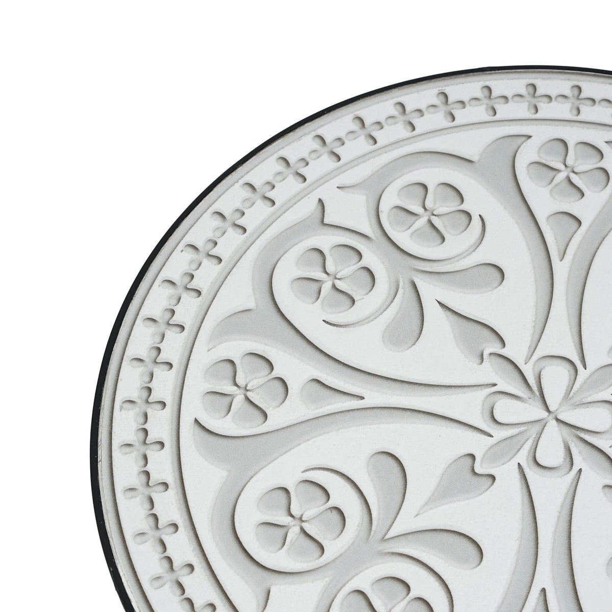 Outdoor Round Side Table with Mosaic-Style Top and Curved Iron Legs