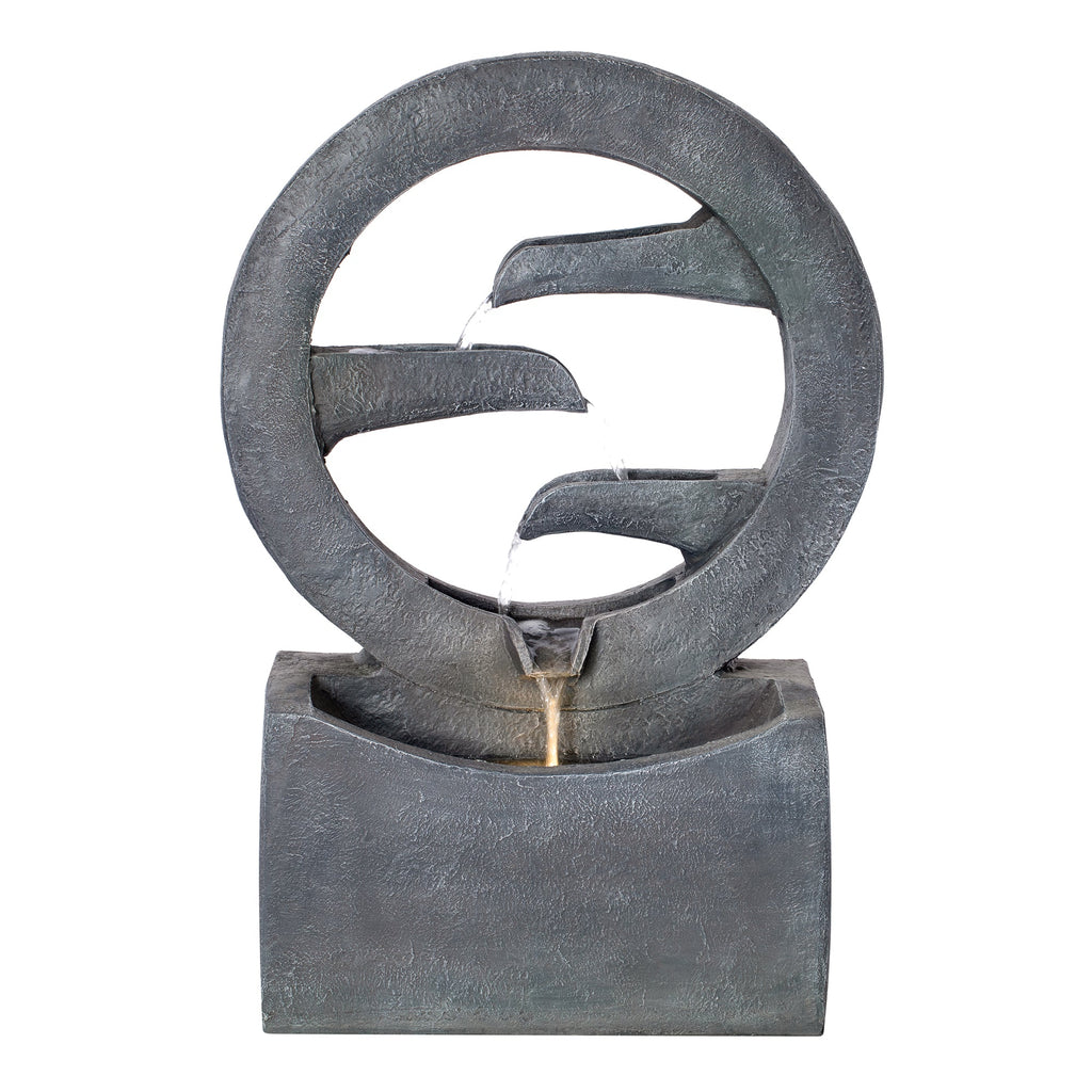 26.77"H Modern Circular Outdoor Fountain with LED Light