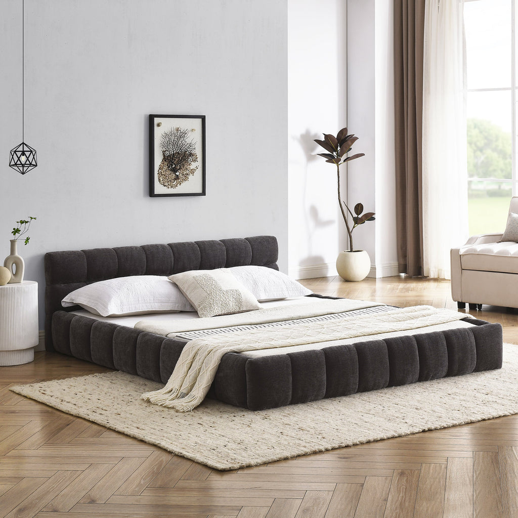 Queen Size Upholstered Bed Frame with Thick Fabric
