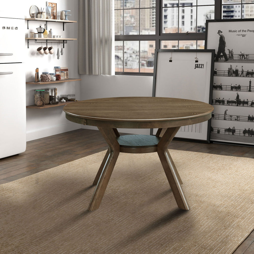 47.24'' Round Rubber Wood Dining Table for 4-6