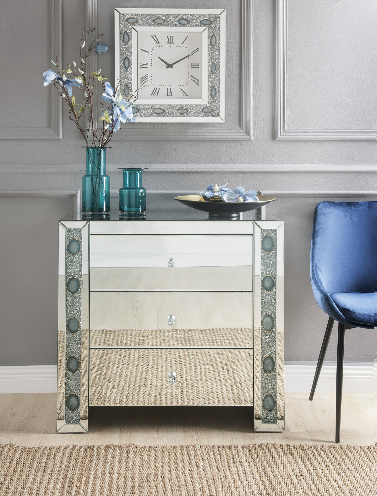 Sonia Mirrored & Faux Agate Console Cabinet
