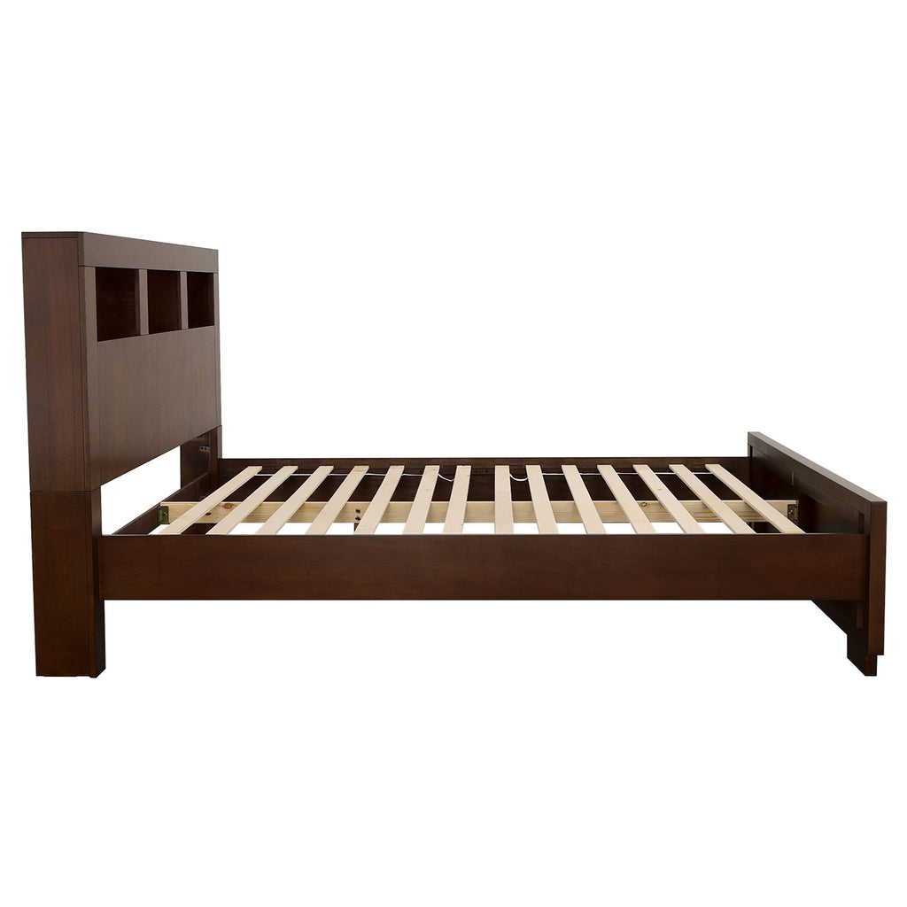 Ardino Cappuccino California King Bed with Bookcase Headboard
