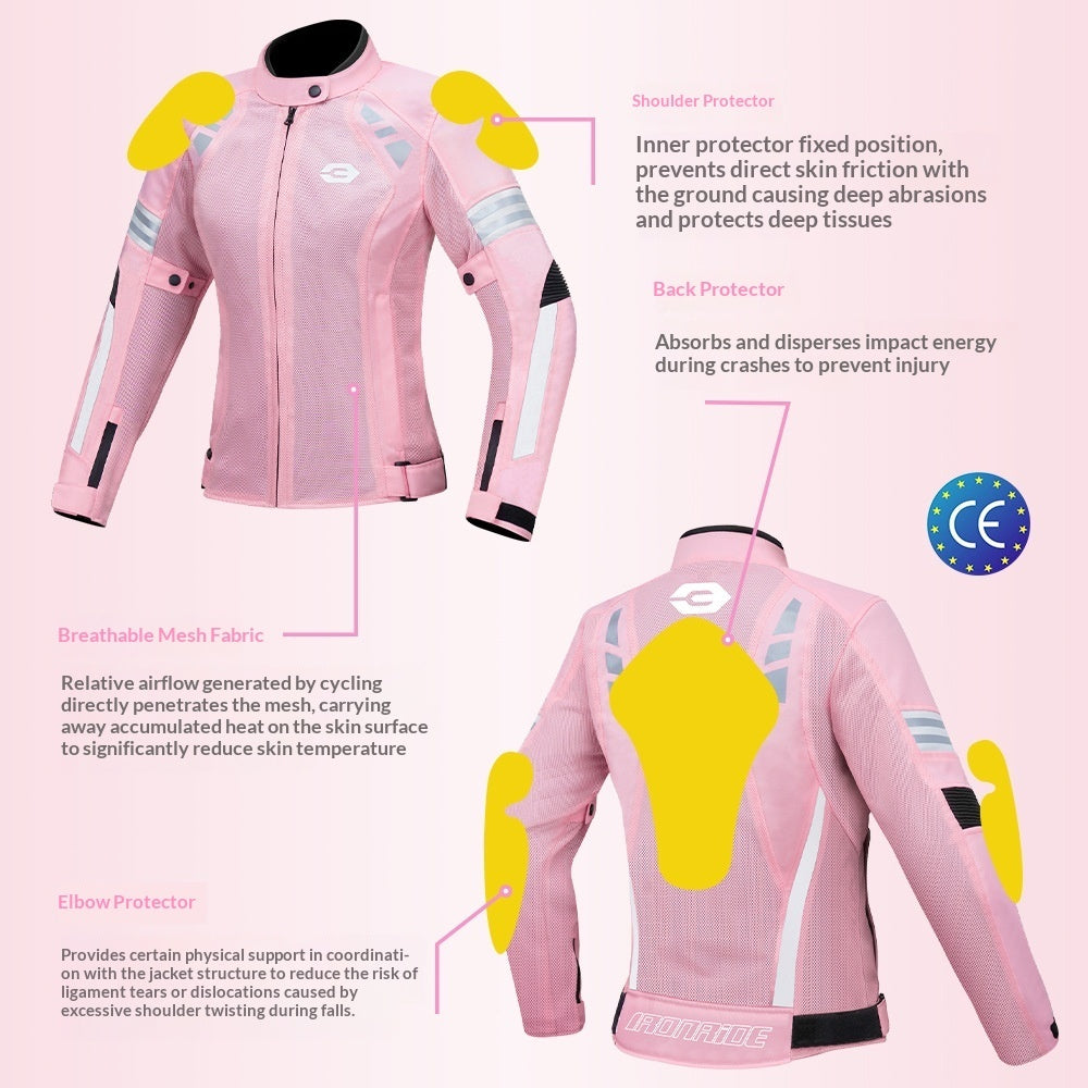 Womens Summer Mesh Breathable Motorcycle Jacket