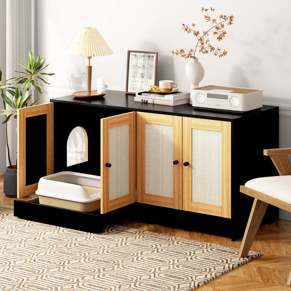 Double Litter Box Enclosure for Two Cats