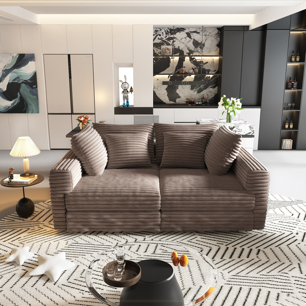 Plush Corduroy 4-Seat Sofa