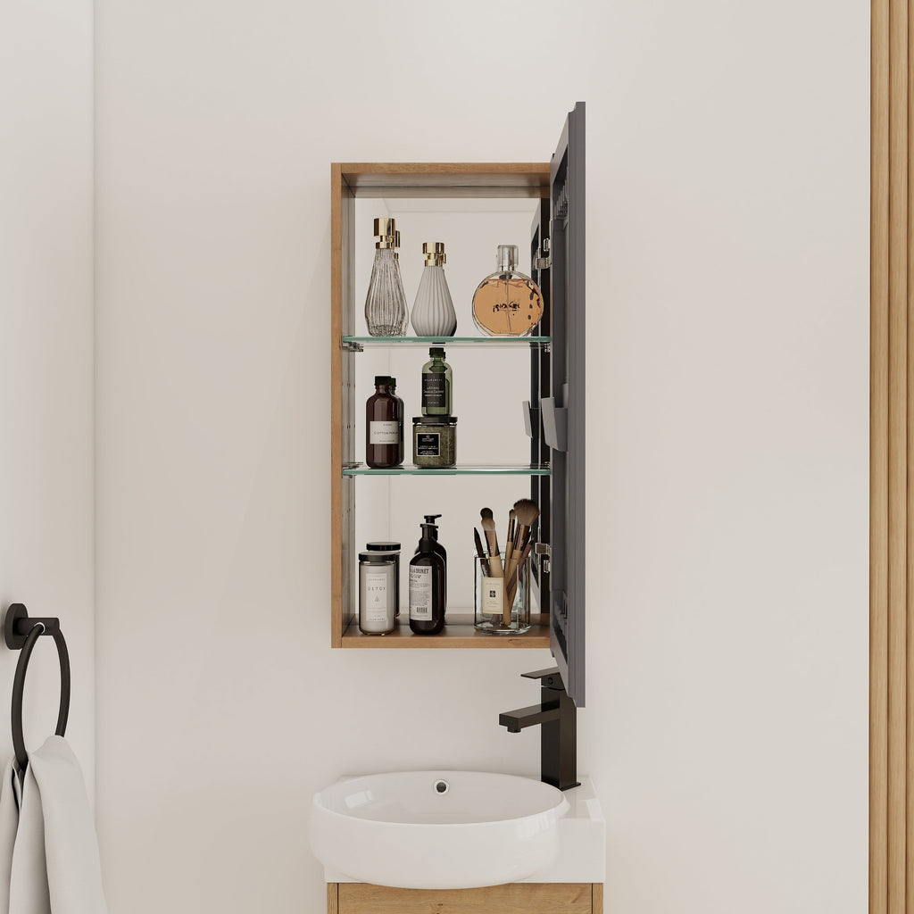 14" Bathroom Mirror Cabinet with Storage