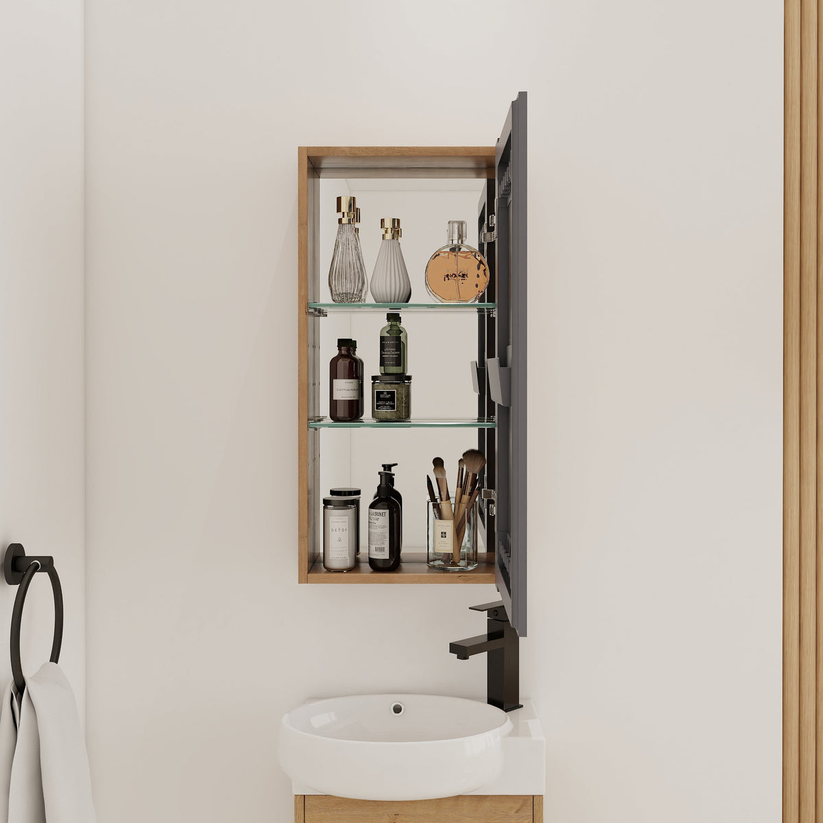 14" Bathroom Mirror Cabinet with Storage