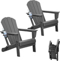 Adirondack Chairs Set of 2 - Gray Folding Outdoor Chairs