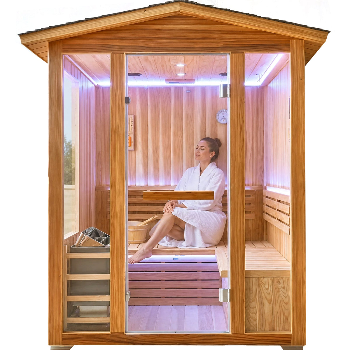 6000W Outdoor Traditional Steam Sauna With Fragrant Cedar Wood