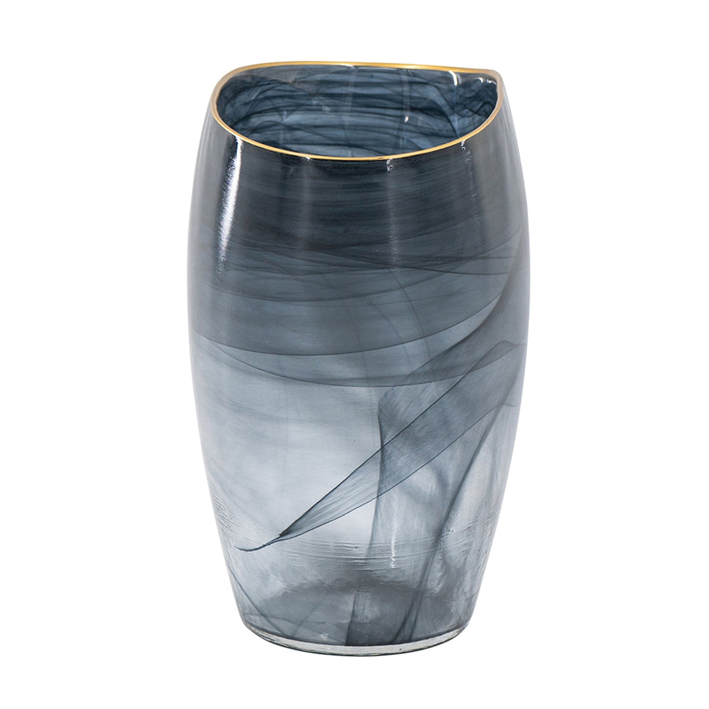 Smokey Black Gold Rimmed Glass Vase