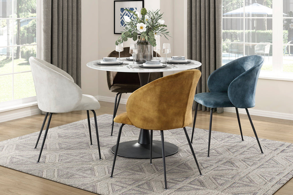 Beige Velvet Fabric Upholstery Side Chairs 2pc Set