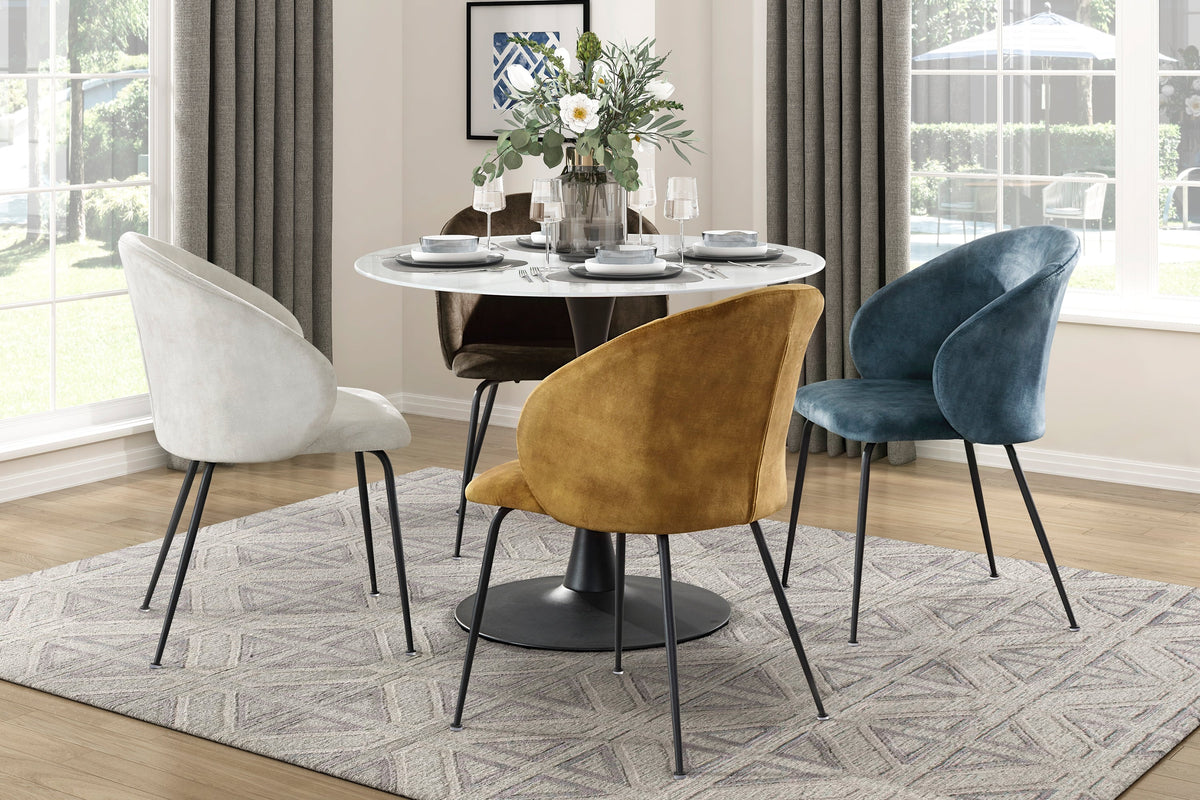 Beige Velvet Fabric Upholstery Side Chairs 2pc Set