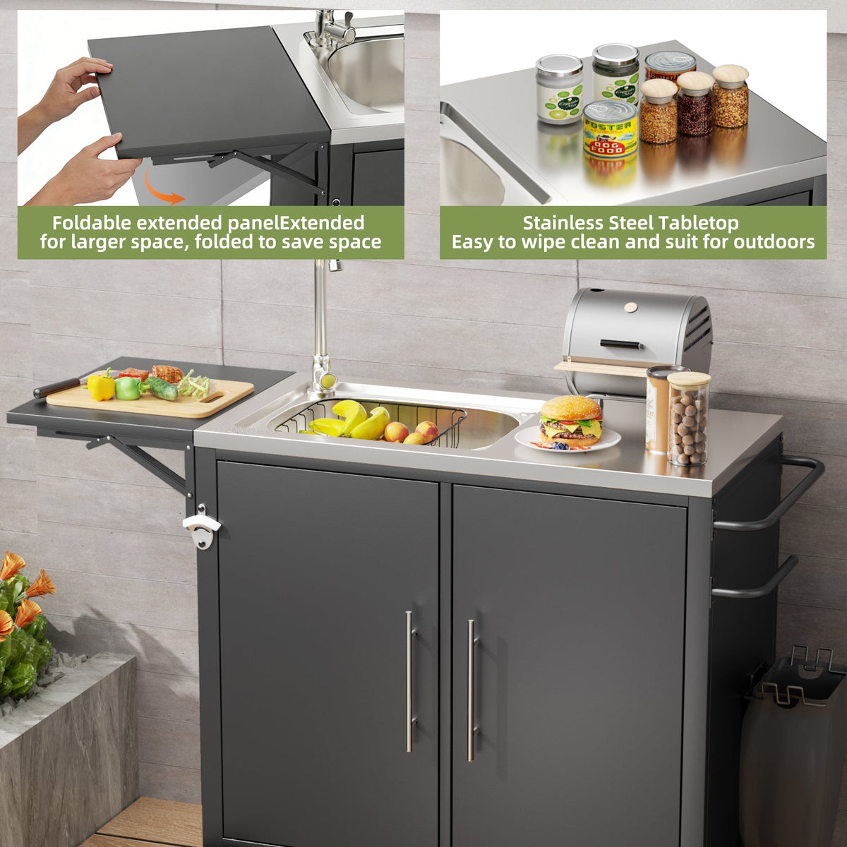 Outdoor Grill Table with Sink