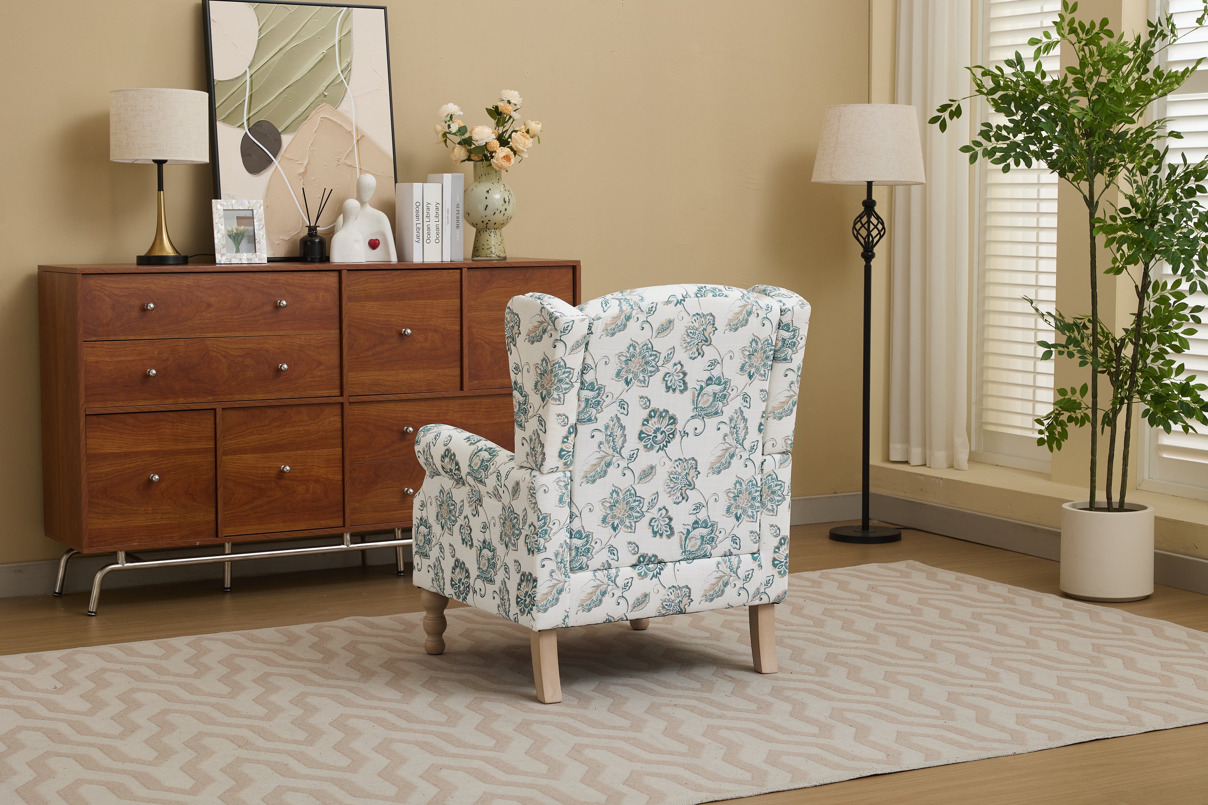Modern Accent Chair with Retro Wood Legs