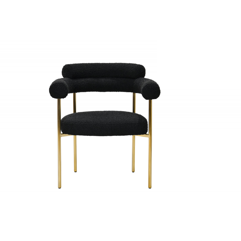 Set of 2 Boucle Fabric Kitchen Dining Chairs with Armrest