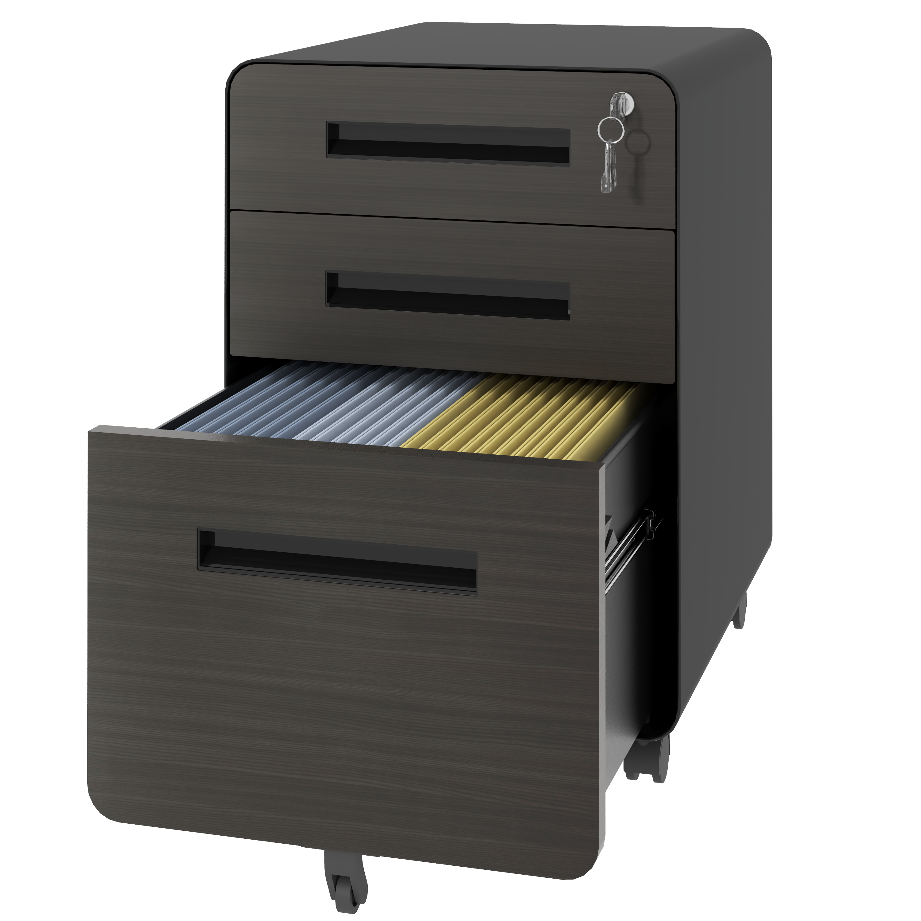 3-Drawer Mobile File Cabinet with Lock