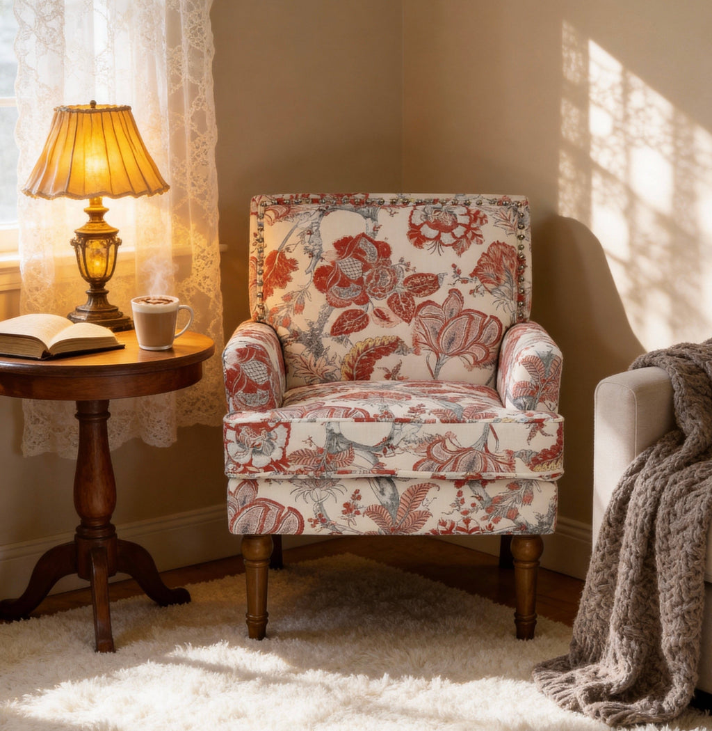 Accent Chair with Solid Hardwood Frame and Hand-Woven Paper Rope Arm