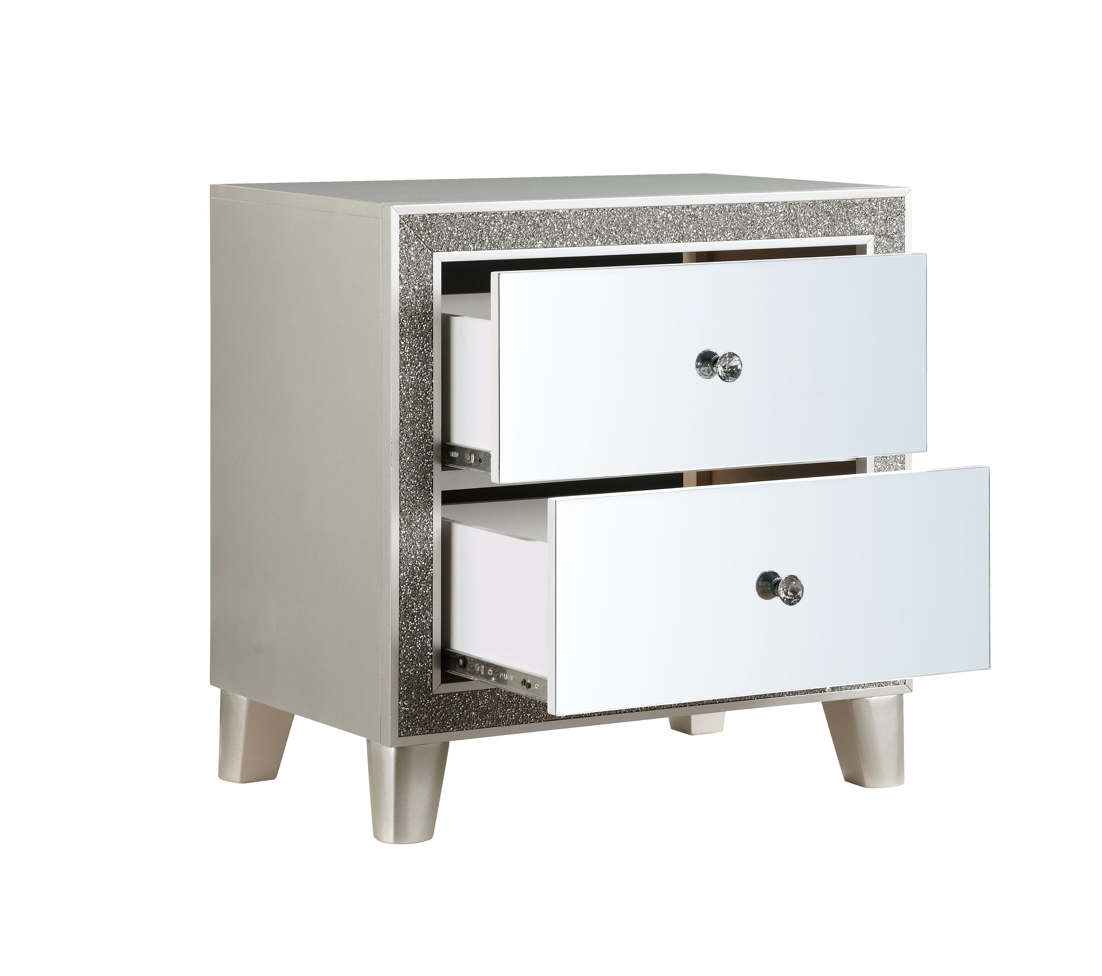 Sliverfluff Mirrored & Champagne Finish Nightstand