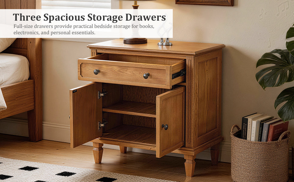 Farmhouse Nightstand with Charging Station