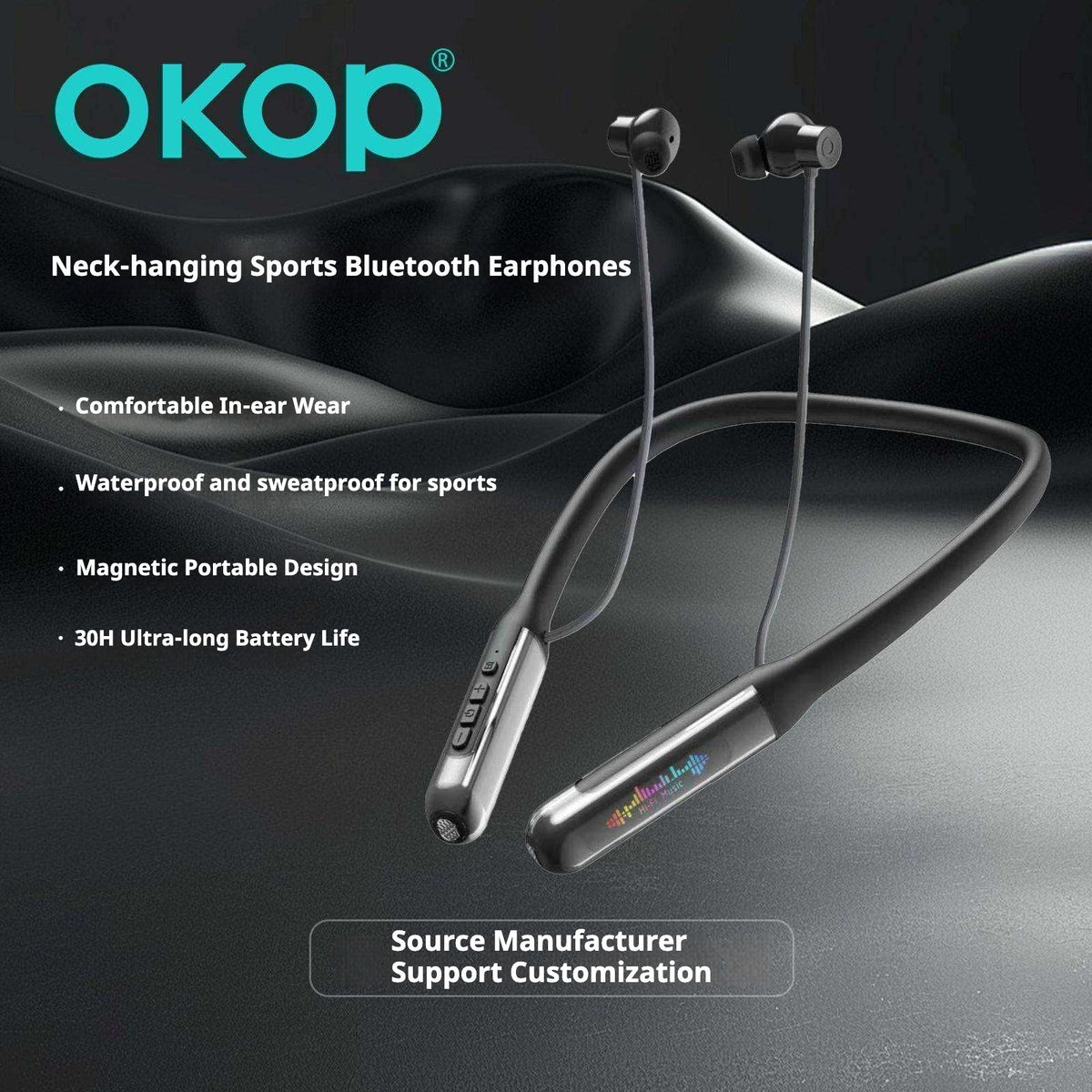KP-258 Best-selling Neckband Bluetooth Earphones Magnetic Digital Display In-Ear Low Latency Long Battery Life High Sound Quality Direct From Export Manufacturer