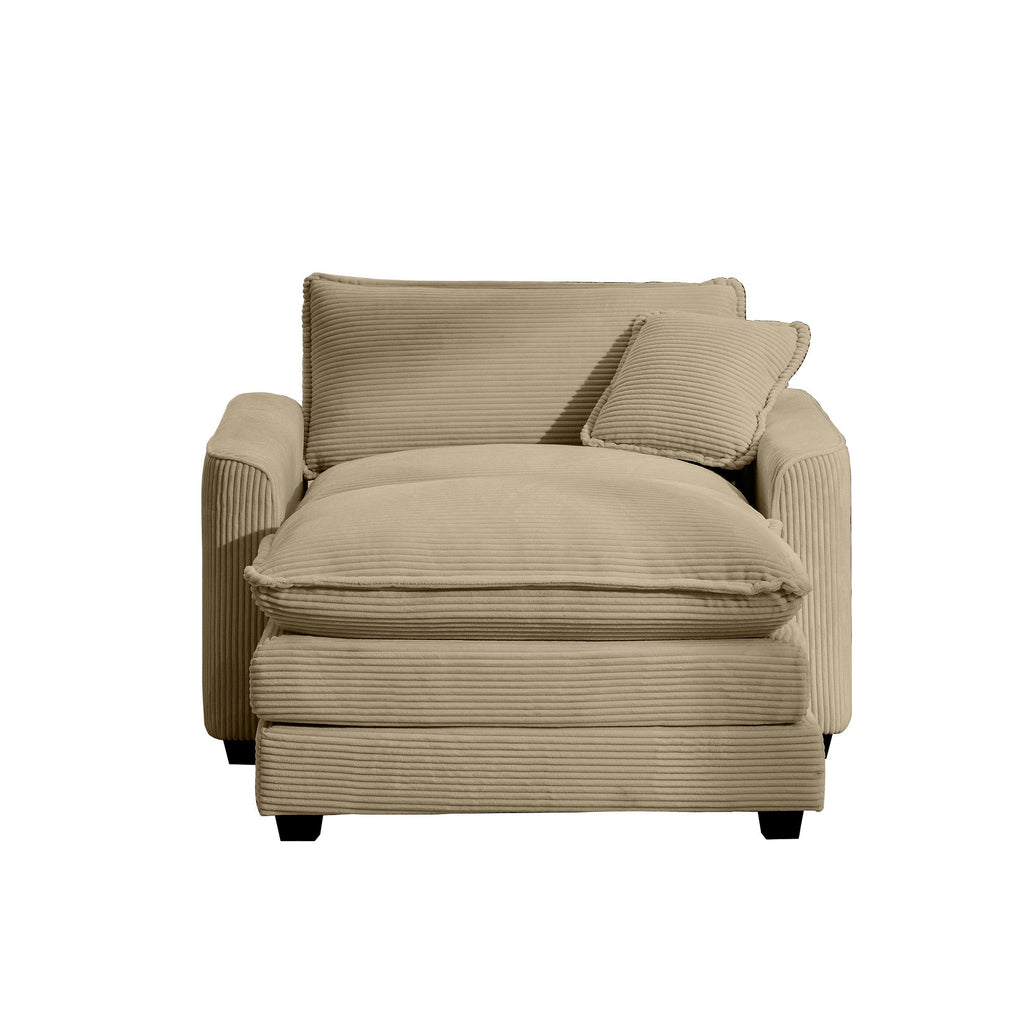 Comfortable Single Chair Deep Seat Sofa With Footstool