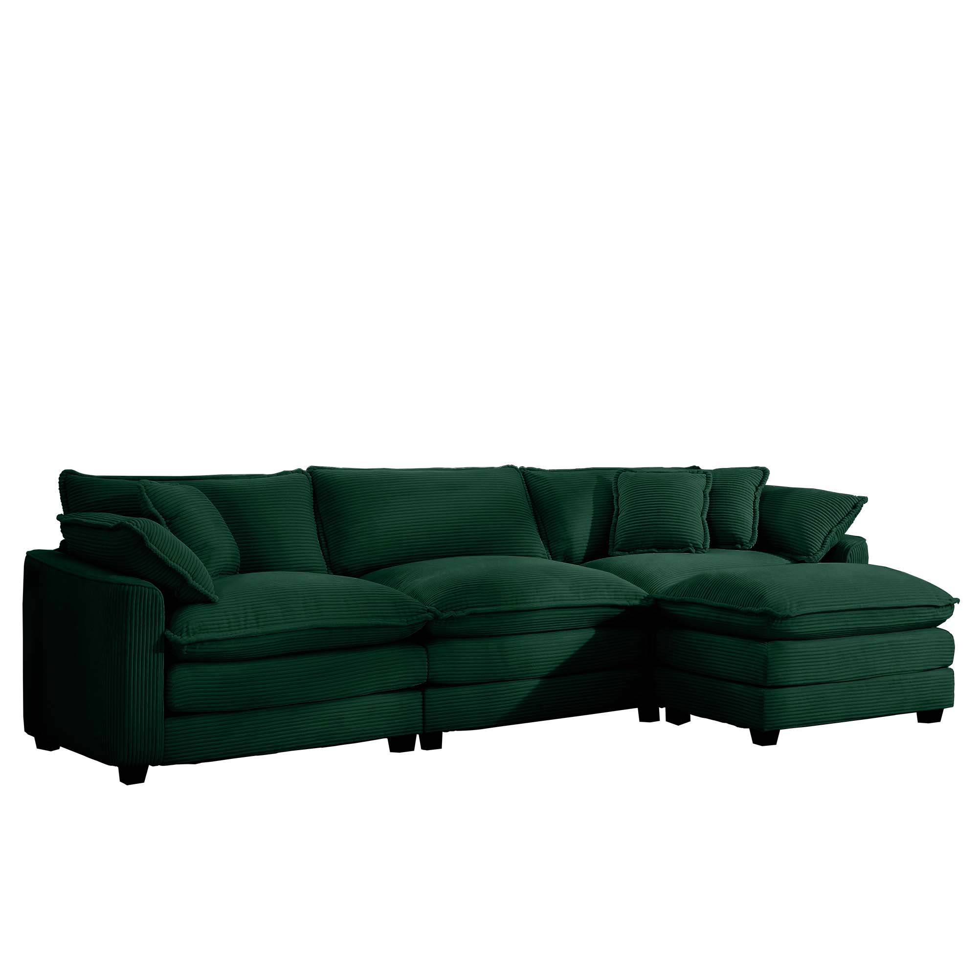 Corduroy 3-Seater Sofa with Ottoman
