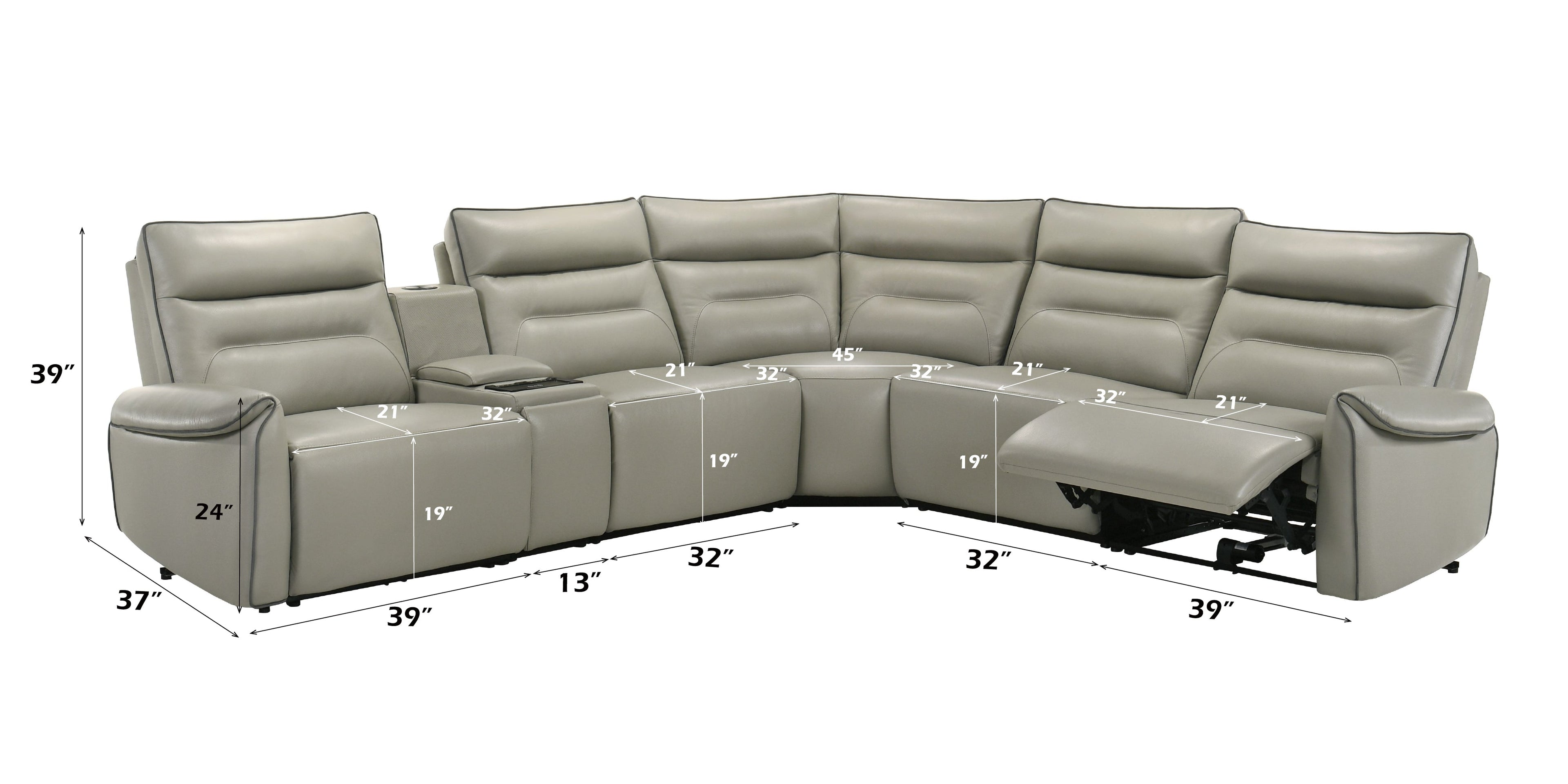 Jayke Top Grain Leather Match Power Motion Sectional Sofa
