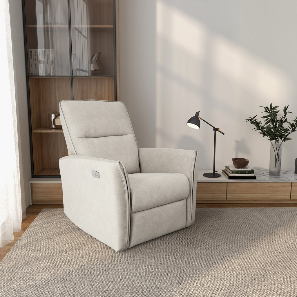 New Design Asheville Cream Suede Recliner Chair