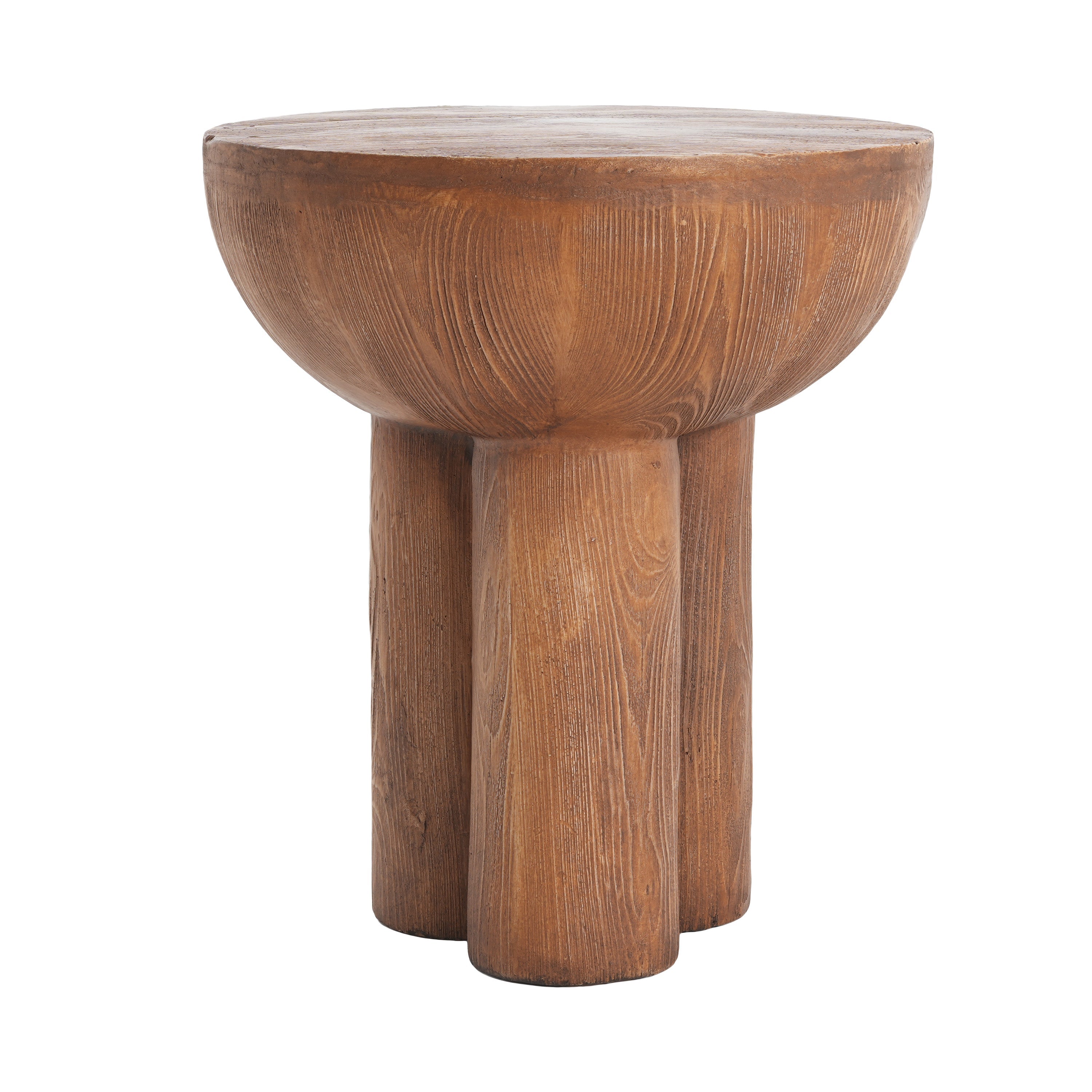 Iris Outdoor Patio Three-Legged Wood-Grain Round MGO Side Table