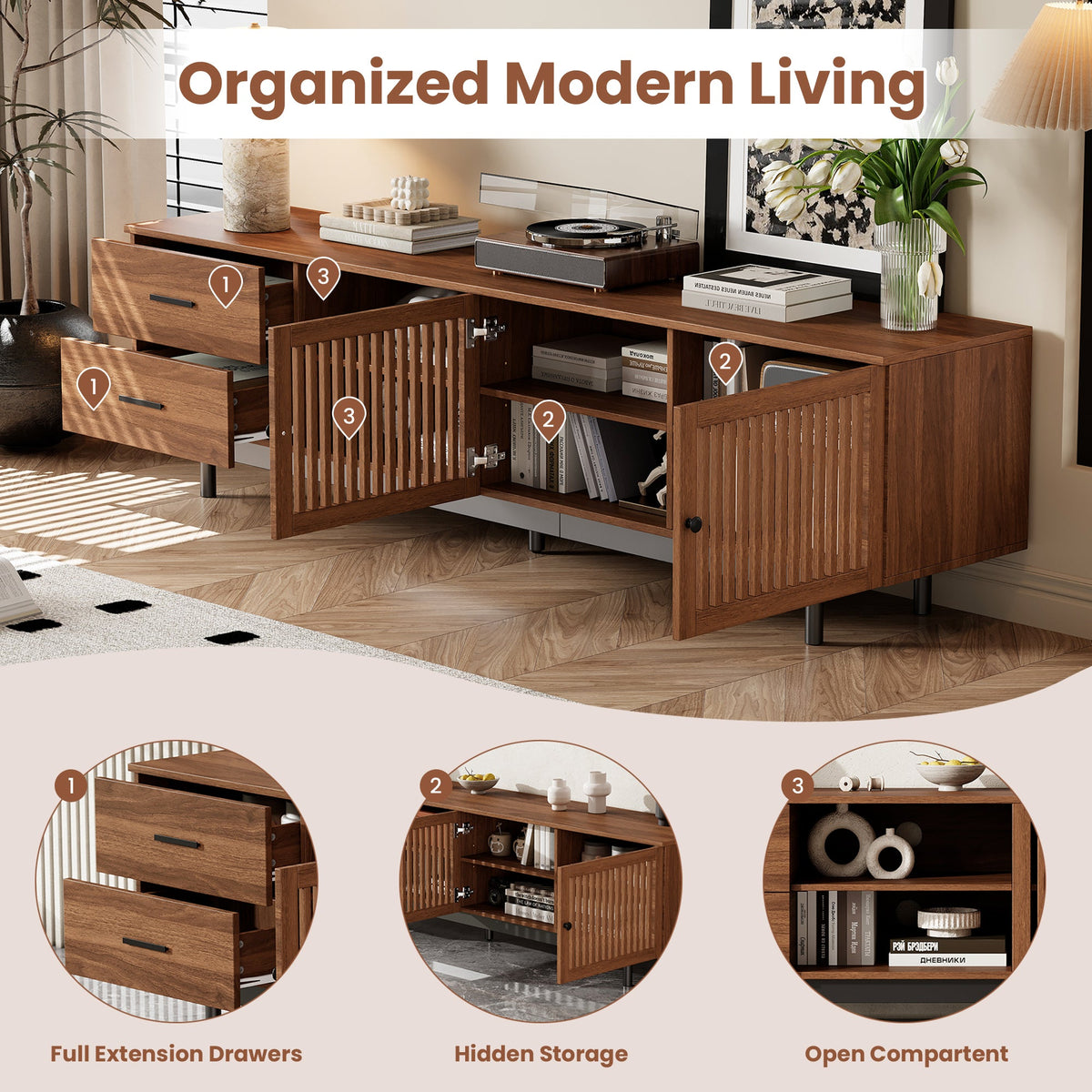 78 Inch Modern TV Stand for TVs up to 85"