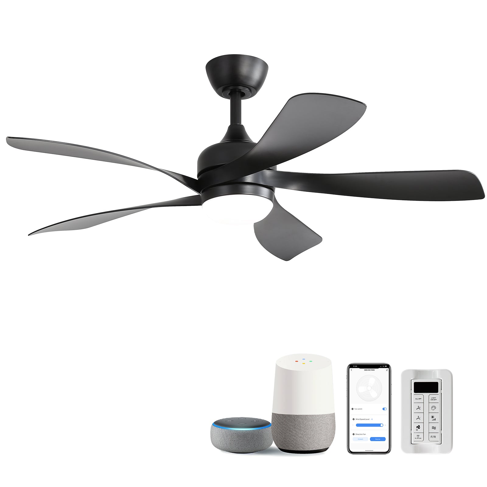 45 Inch Matte Ceiling Fan with LED Light