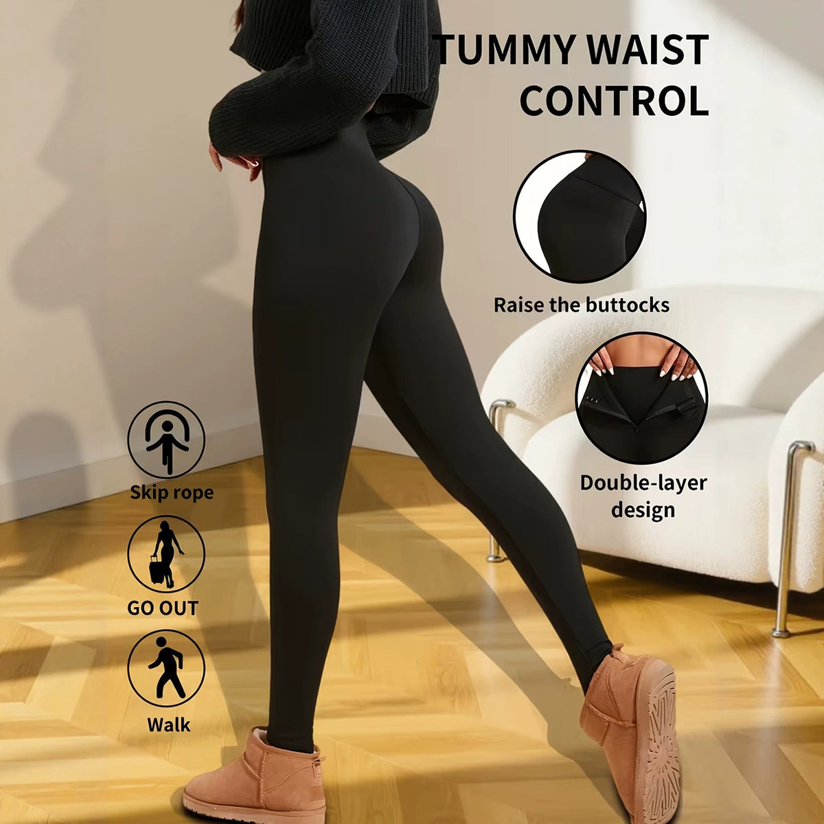 Zip-front Tummy-control Shark Pants For Women