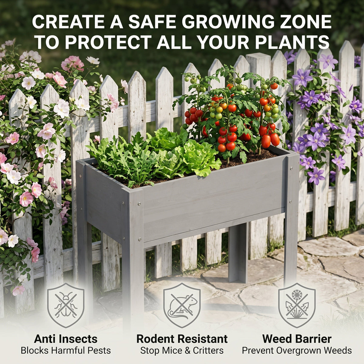 31x31x16 Inch Raised Garden Bed With Legs