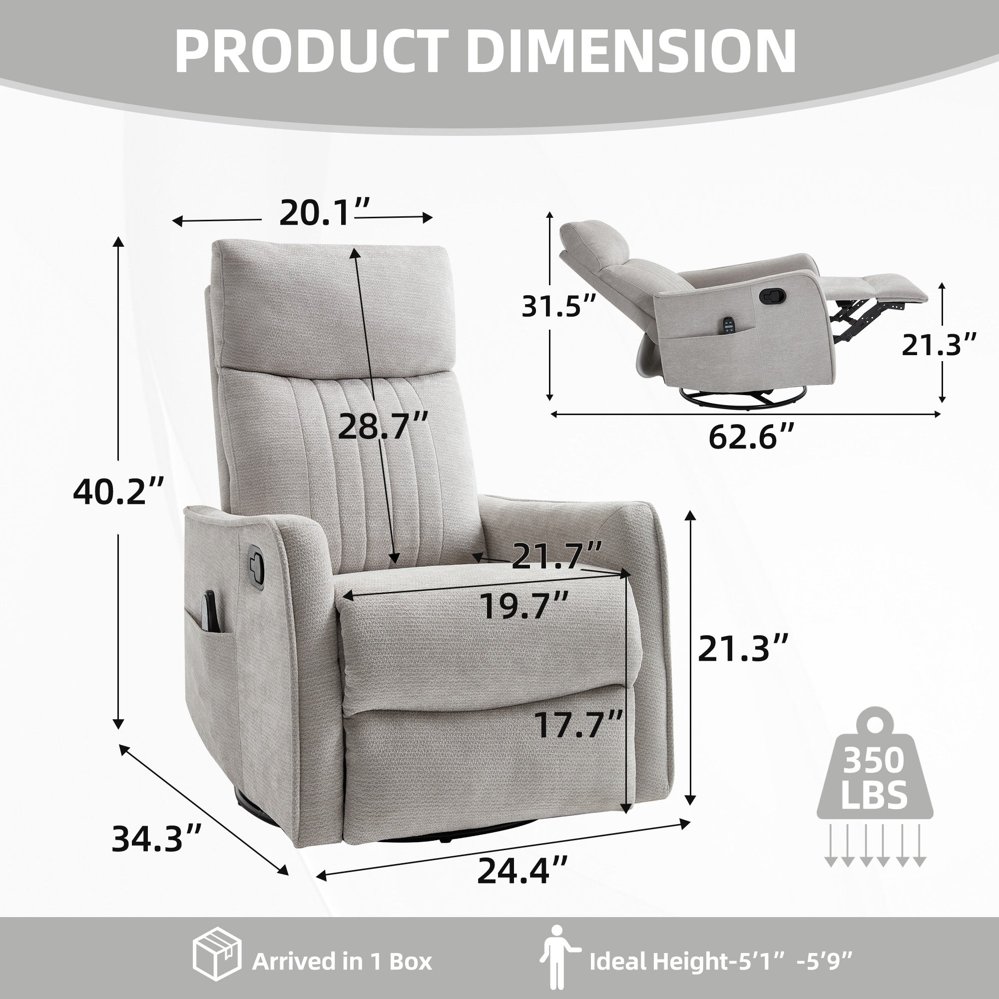 Comfortmax Light Recliner with Massage & Heat Function