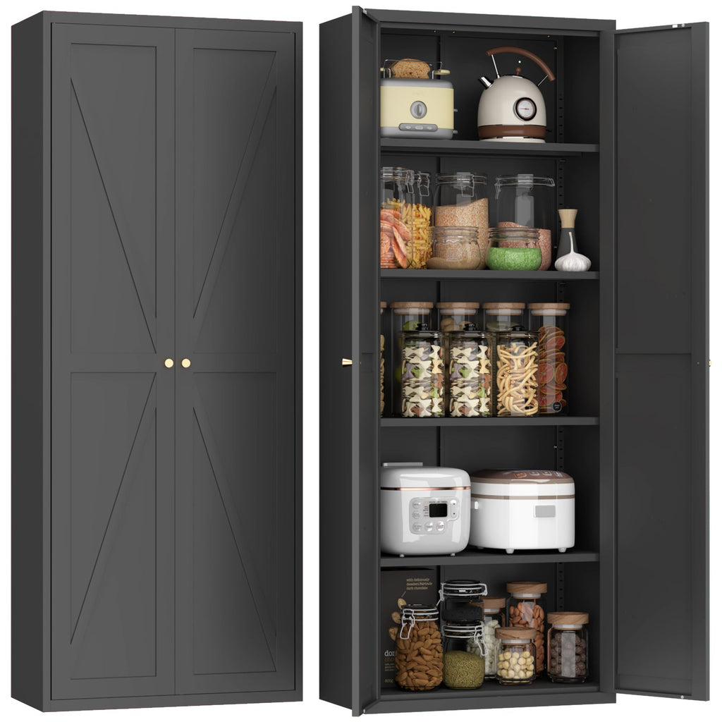 2 Doors Metal Storage Cabinet Kitchen Pantry Cabinet
