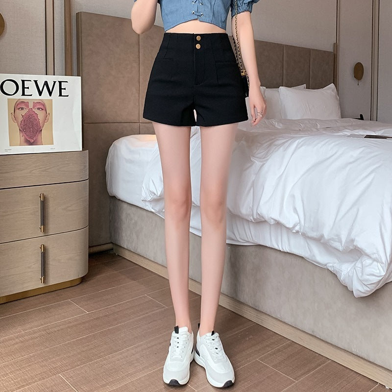 High-waisted Straight-leg Shorts For Women