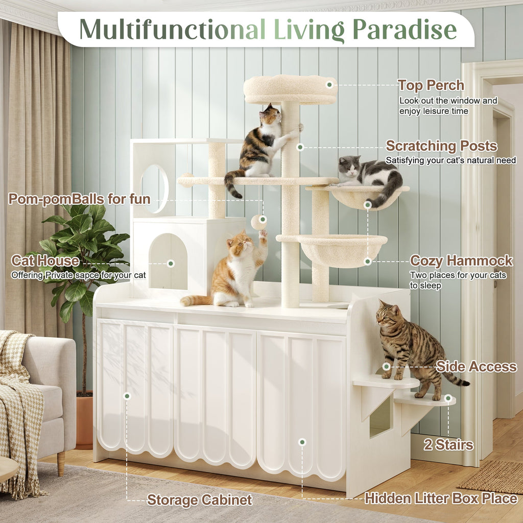 50.6" Cat Tree with Litter Box Enclosure