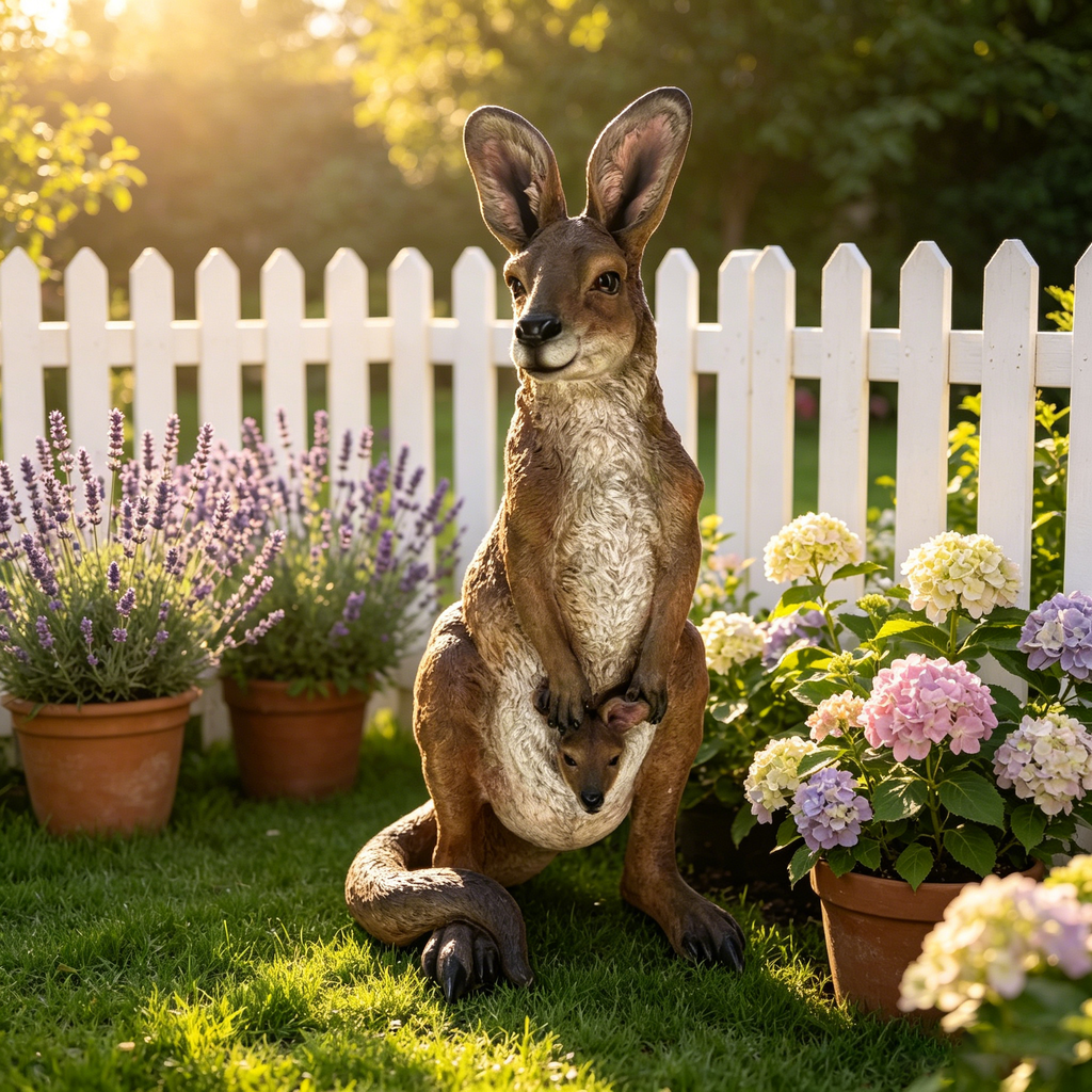 22'' Mother Kangaroo with Joey Statue