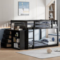 Full Over Full Bunk Bed with 4 Drawers and 3 Shelves - Espresso