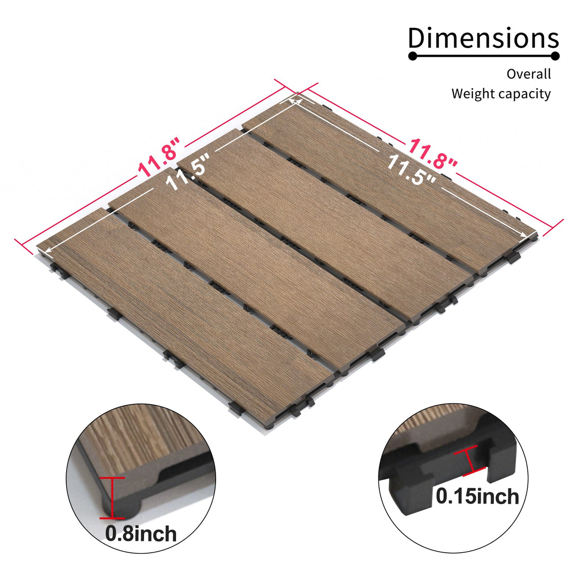 WPC Wood-Plastic Composite Patio Floor Tiles