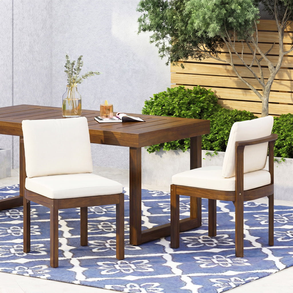 Acacia Wood Outdoor Dining Chair Set of 2