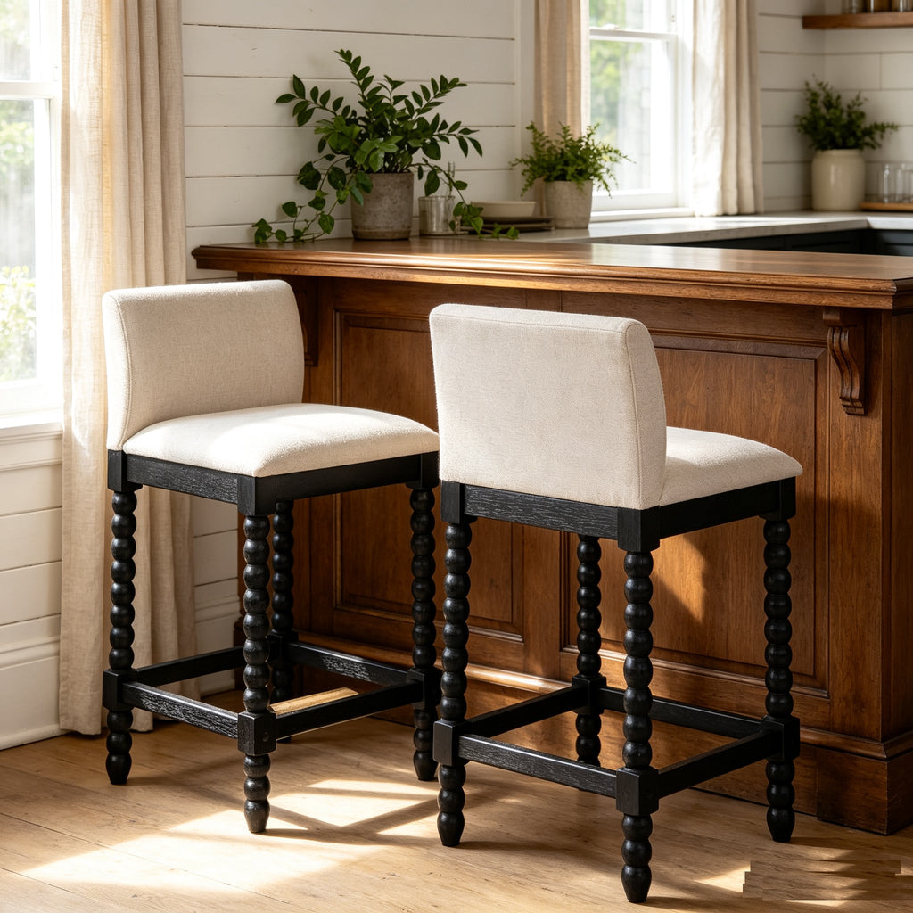 Farmhouse Coastal Counter Stools Set of 2