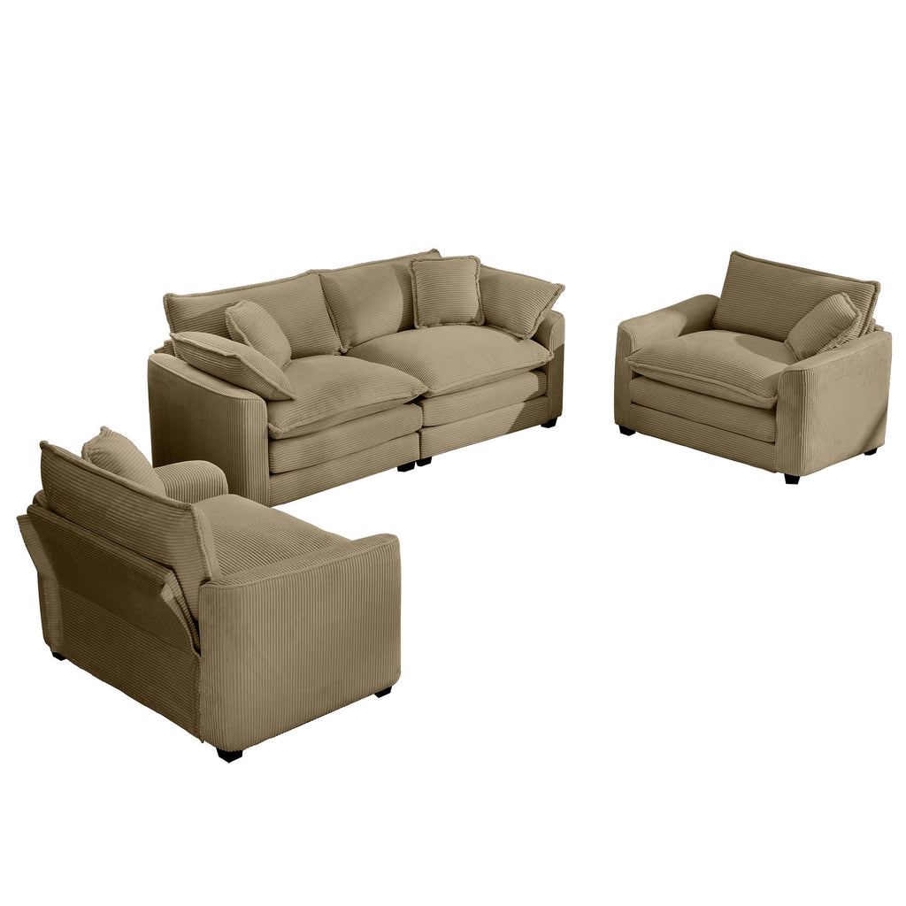 Warm and Cozy Sofa Set with Soft Cushions and Pillows