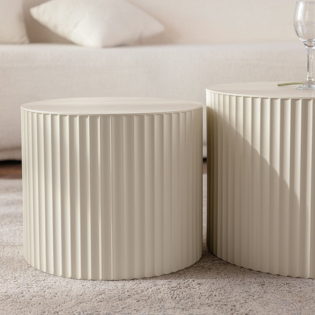 Beige Nesting Coffee Table Set of 2