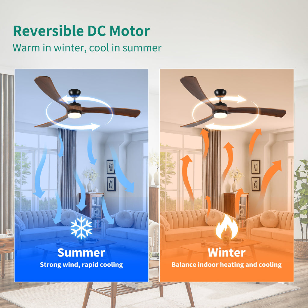 72 Inch Solid Wood Ceiling Fan with Lights and Remote Control