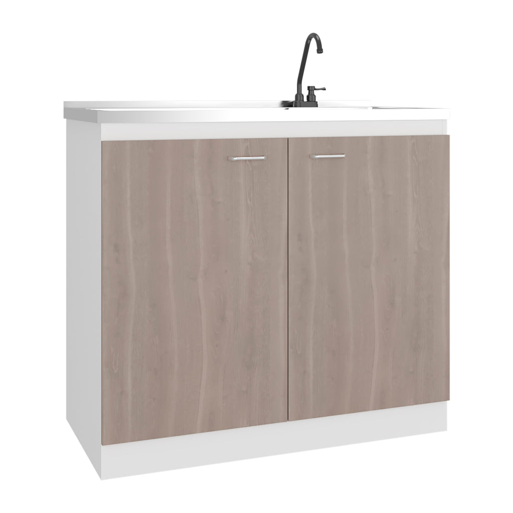 Salento Freestanding Sink, Double Door Cabinet, Two Shelves
