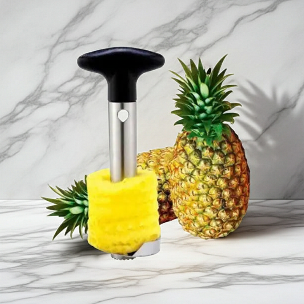 Stainless Steel Pineapple Corer & Slicer – Twist-and-Slice, 201-Grade Blade